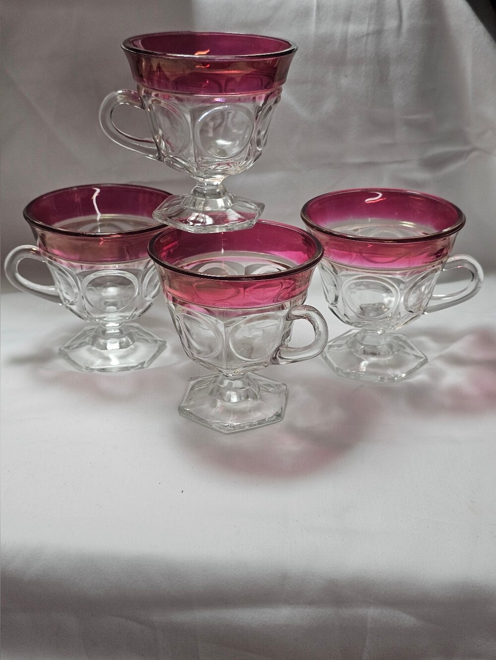 Vintage Indiana Glass Ruby Red Footed Punch Cups - Set of 4